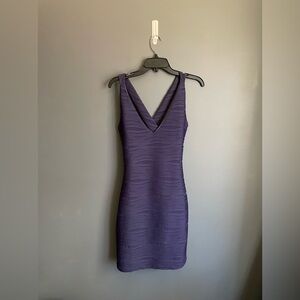 Abi Ferrin Purple Criss Cross Back Bodycon Midi Dress Size Medium